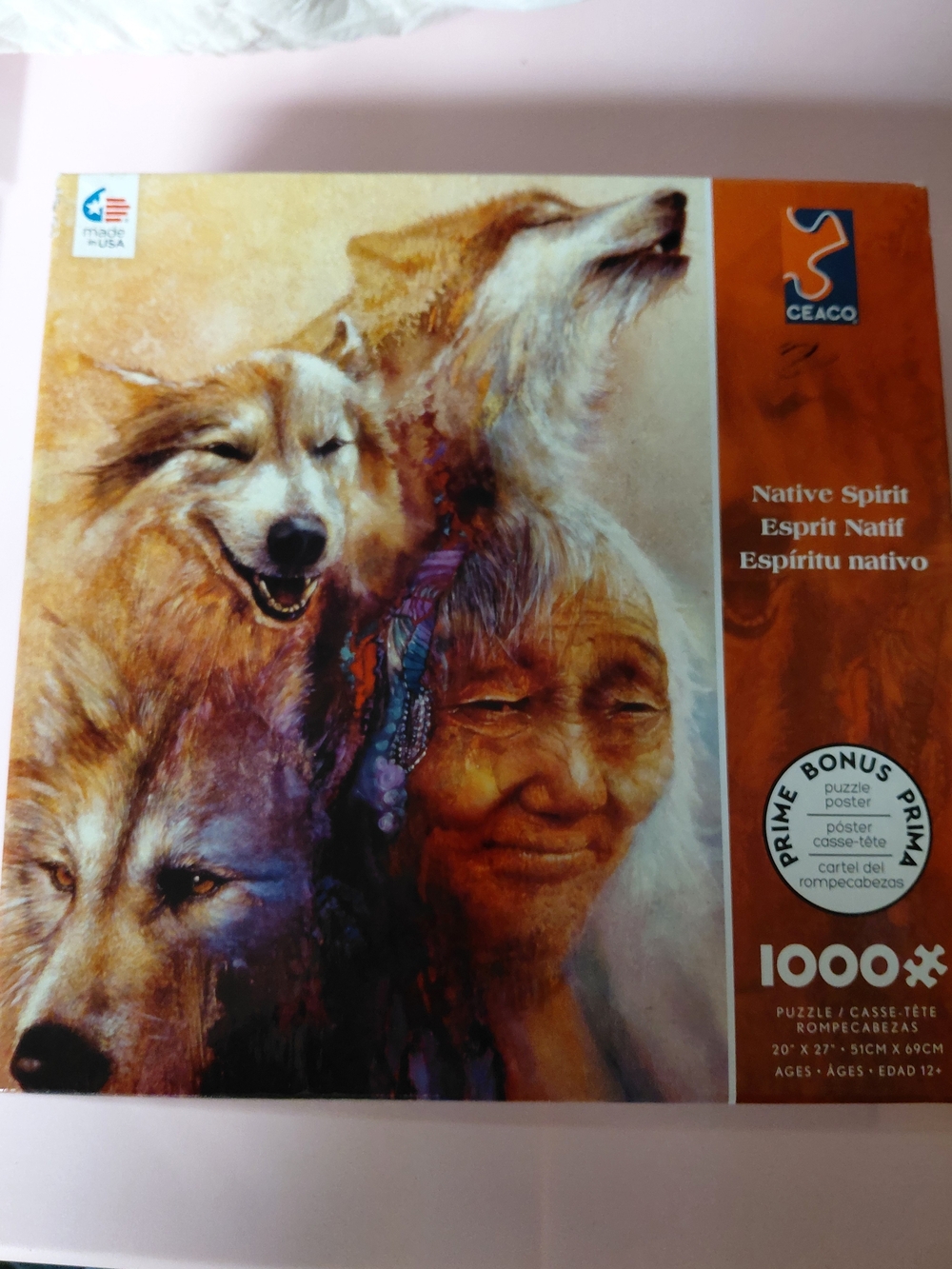 CEACO "Native Spirit" 1000-Piece Puzzle - Wolves & Elder Portrait
